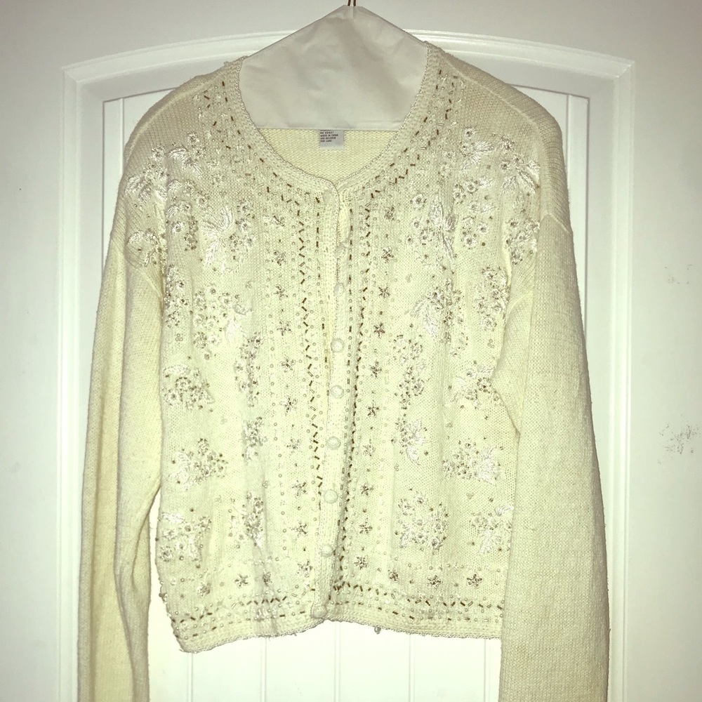 Beautiful cream colored beaded sweater